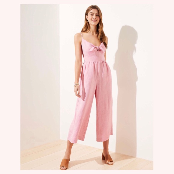 LOFT Pants - LOFT Linen Blend Tie Front Jumpsuit